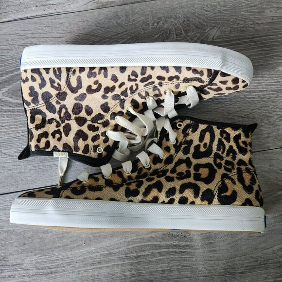 Kate Spade Keds X New York Kickstart High Top Leopard Sneakers Lace Shoes 7.5 - Picture 12 of 16